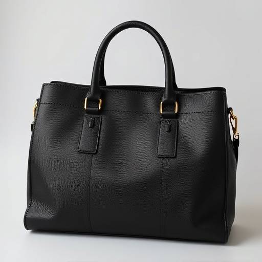 Borsa a mano in pelle nera con finiture dorate