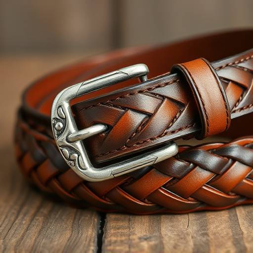 Cintura in pelle intrecciata con fibbia in argento sterling