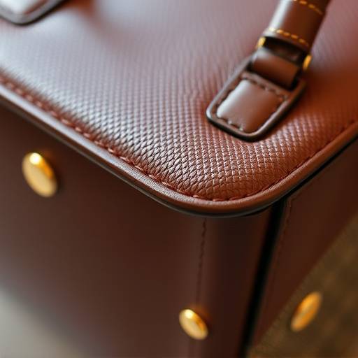 Dettaglio di un accessorio di lusso, una borsa in pelle con dettagli dorati