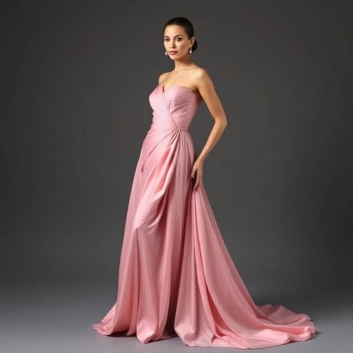 Modella che indossa un elegante abito della nuova collezione Alta Moda Romana