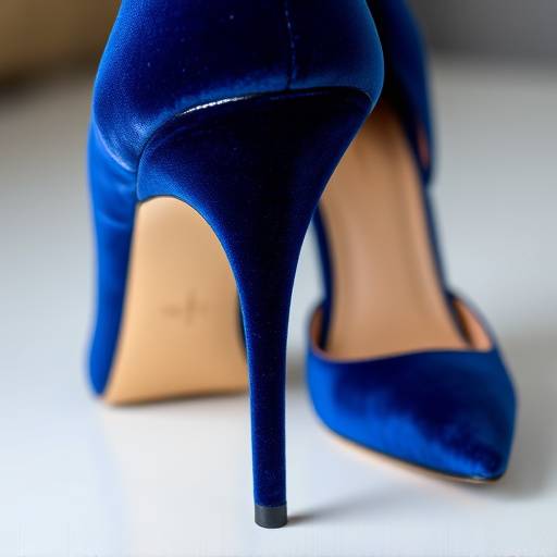Scarpe decollete in velluto blu con tacco alto