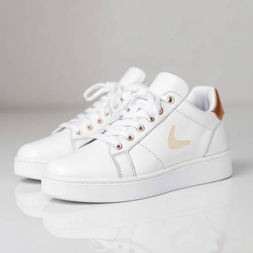 Sneakers in pelle bianca con dettagli color oro rosa