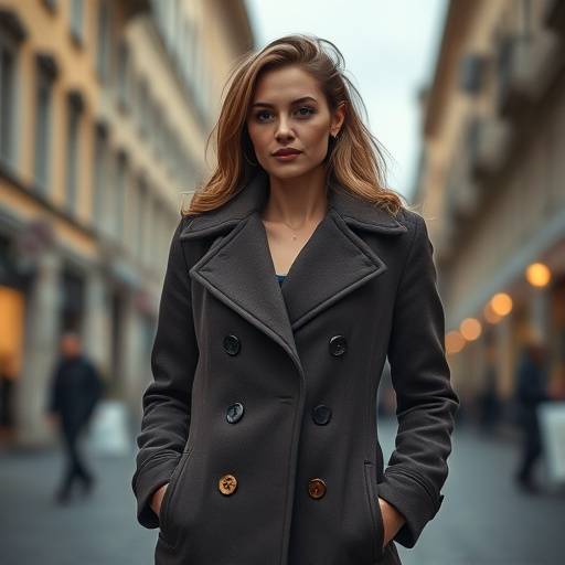 Una donna che indossa un cappotto elegante in una via di Roma